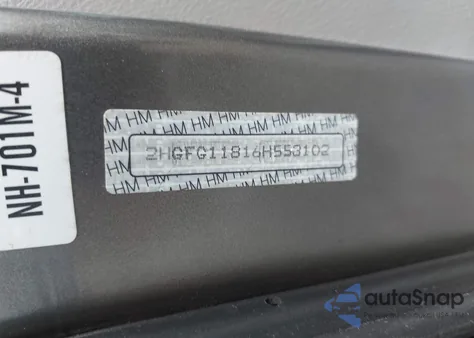 2006 Honda Civic Ex из США, поврежденный, VIN 2HGFG11816H553102